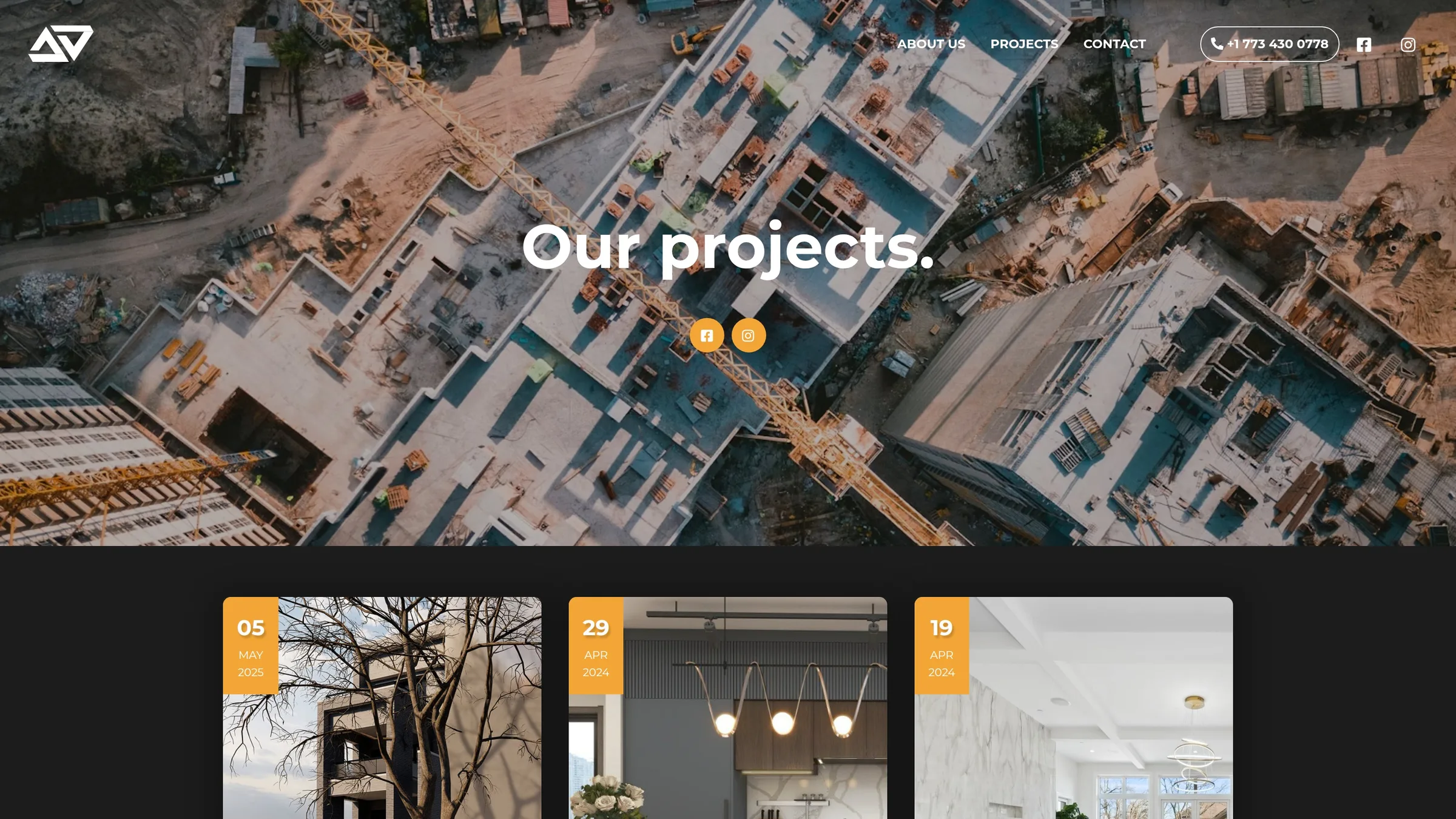 DV Development site — projects page hero